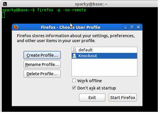 using firefox profile manager